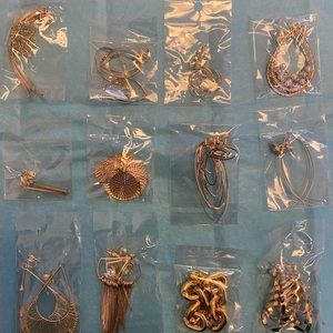 12 Gold Clip On Earings